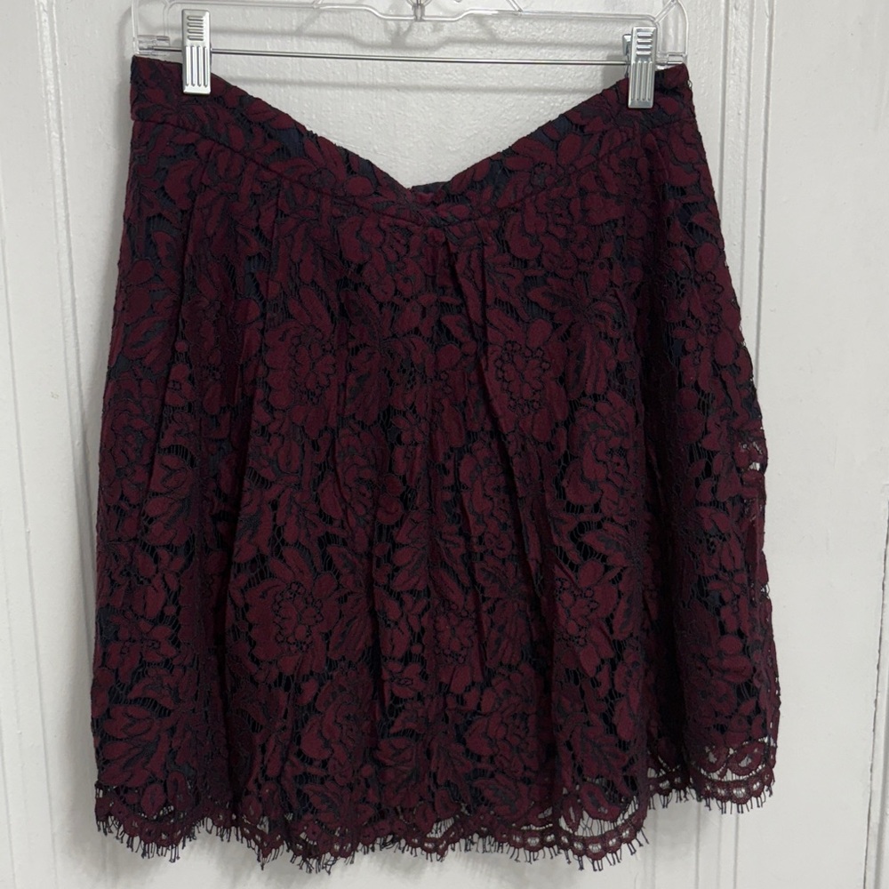 Banana Republic Burgundy Lace A-Line Skirt